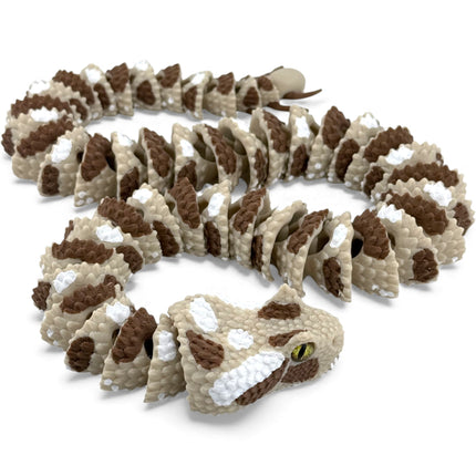3D Printed Articulated Spider-Tailed Horned Viper Snake with Realistic Glass Eyes – 25 Inches Long