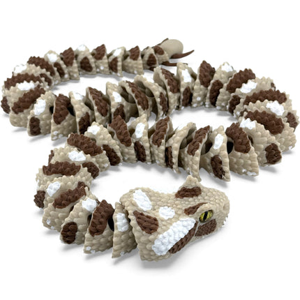 3D Printed Articulated Spider-Tailed Horned Viper Snake with Realistic Glass Eyes – 25 Inches Long