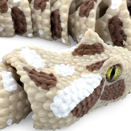 3D Printed Articulated Spider-Tailed Horned Viper Snake with Realistic Glass Eyes – 25 Inches Long