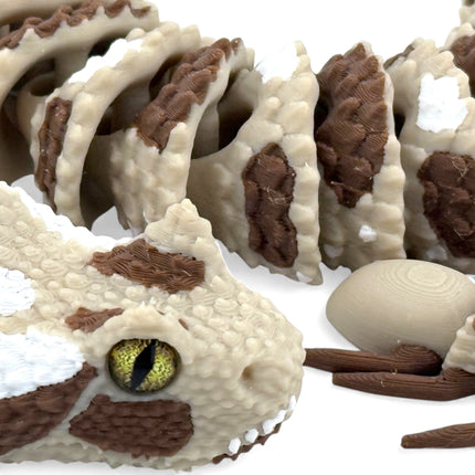 3D Printed Articulated Spider-Tailed Horned Viper Snake with Realistic Glass Eyes – 25 Inches Long