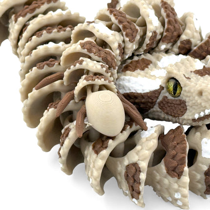 3D Printed Articulated Spider-Tailed Horned Viper Snake with Realistic Glass Eyes – 25 Inches Long