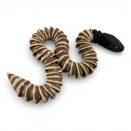 3D Printed Black-Headed Python – Fully Articulated Flexi Snake (24 Inches Long)