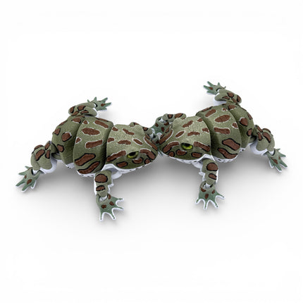3D Printed Green Fantasy Frog with Realistic Glass Eyes – 5 Inches Long