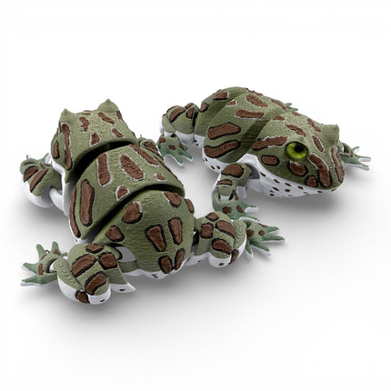 3D Printed Green Fantasy Frog with Realistic Glass Eyes – 5 Inches Long