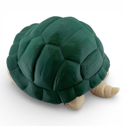3D Printed Articulated Tortoise – Dark Green Shell (6 Inches Long)