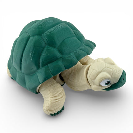 3D Printed Articulated Tortoise – Dark Green Shell (6 Inches Long)