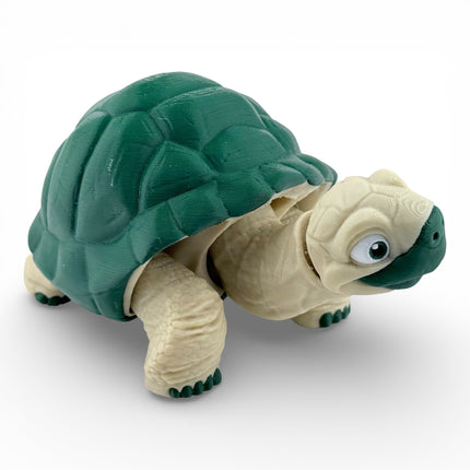 3D Printed Articulated Tortoise – Dark Green Shell (6 Inches Long)