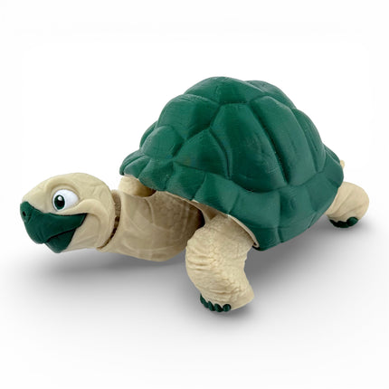 3D Printed Articulated Tortoise – Dark Green Shell (6 Inches Long)