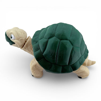 3D Printed Articulated Tortoise – Dark Green Shell (6 Inches Long)