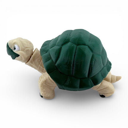 3D Printed Articulated Tortoise – Dark Green Shell (6 Inches Long)