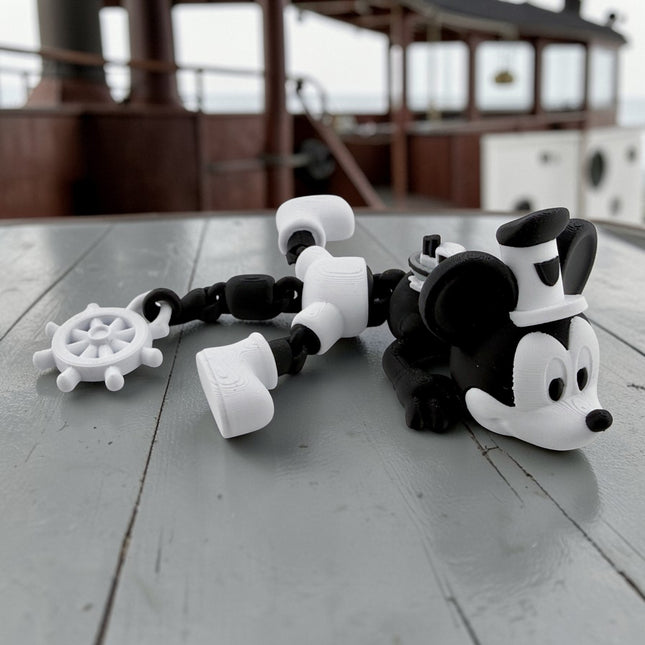 Small Steamboat Willie Inspired Articulated Dragon – 8”