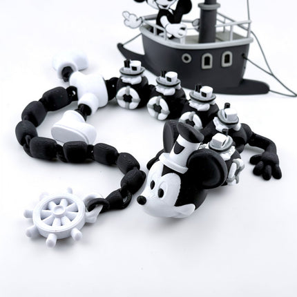 Large Steamboat Willie Inspired Articulated Dragon – 18”