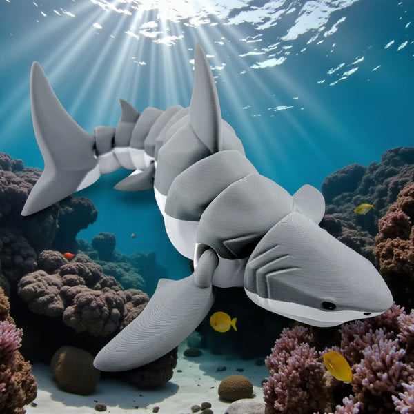 3D Printed Articulated Shark – 12 Inches Long