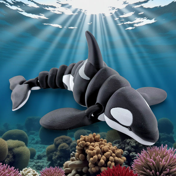 3D Printed Articulated Killer Whale – 12 Inches Long