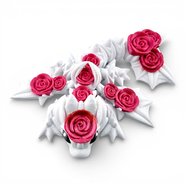 Rose Wyvern Figurine - Articulated 3D Printed Dragon, 9 Inch Flexi Fantasy Creature, Desk Decor Gift