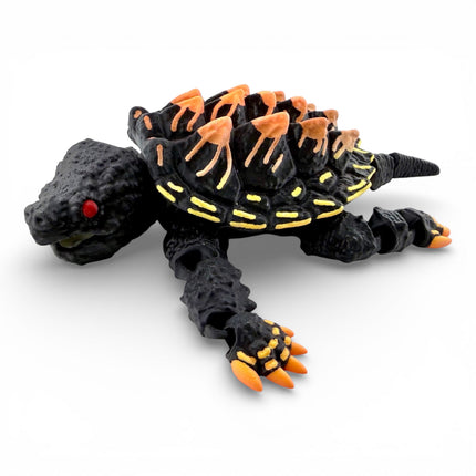 3D Printed Alligator Snapping Turtle – Black Autumn Morph (Orange to Red  Gradient) Highlights (10 Inches Long)