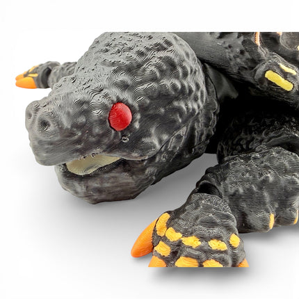 3D Printed Alligator Snapping Turtle – Black Autumn Morph (Orange to Red  Gradient) Highlights (10 Inches Long)