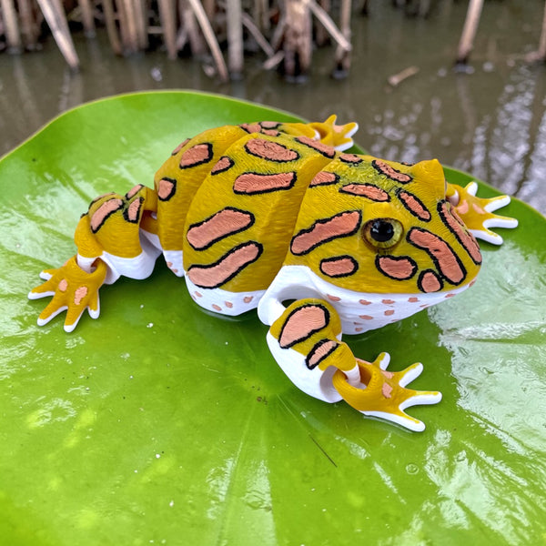 3D Printed Albino Pac Man Frog with Realistic Glass Eyes