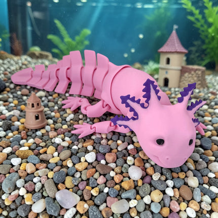 3D Printed Axolotl Figurine (Pink) – Realistic Amphibian Model by MatMire Makes