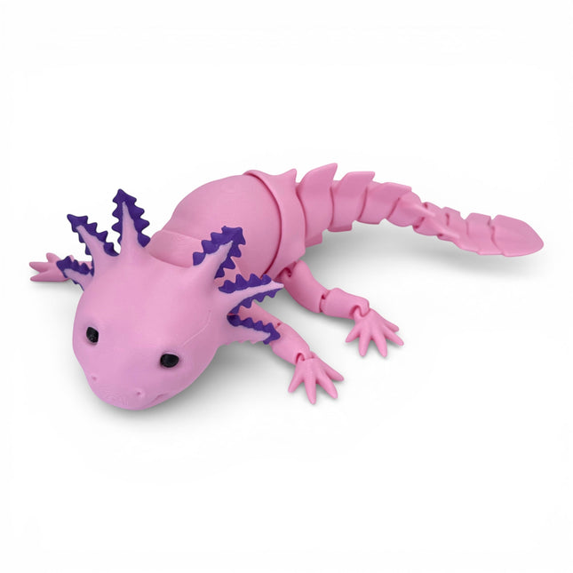 3D Printed Axolotl Figurine (Pink) – Realistic Amphibian Model by MatMire Makes