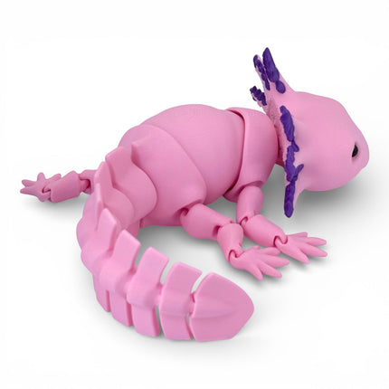 3D Printed Axolotl Figurine (Pink) – Realistic Amphibian Model by MatMire Makes