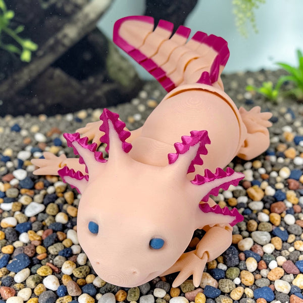 3D Printed Axolotl Figurine (Natural) – Realistic Amphibian Model by MatMire Makes