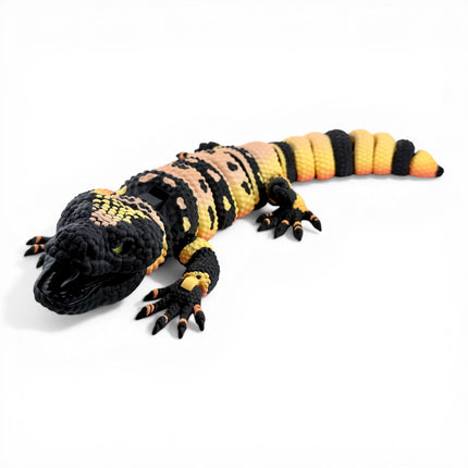 3D Printed Gila Monster with Realistic Glass Eyes – Articulated Model with Glass Eyes