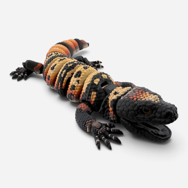 3D printed Gila Monster figurine, Brick morph front view