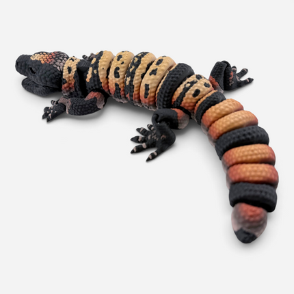 Gila Monster figurine top view showing beaded texture