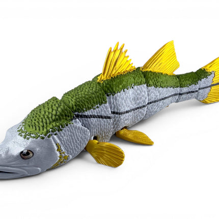Snook figurine, articulated 3D printed with glass eyes