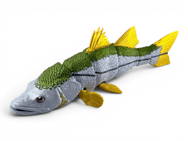 Snook figurine, articulated 3D printed with glass eyes