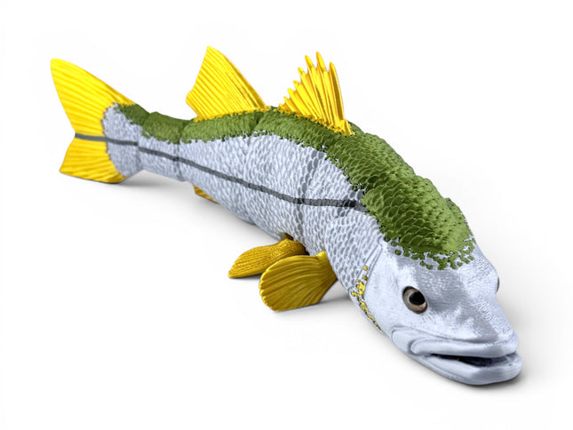Snook figurine, articulated 3D printed with glass eyes