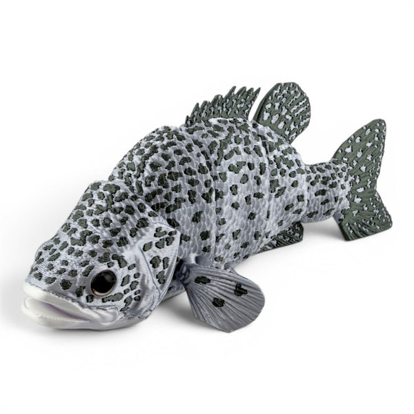 Crappie figurine, silver with green markings 3D printed with glass eyes