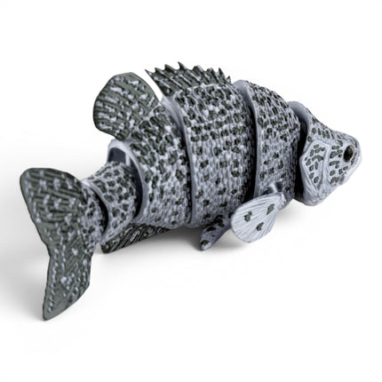 3D Printed Articulated Crappie (Silver with Green Markings)