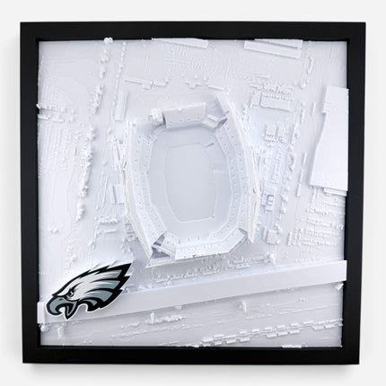 3D topographical map of Lincoln Financial Field, framed front view