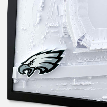 Lincoln Financial Field 3D map in dark brown frame