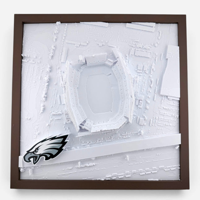 Lincoln Financial Field 3D map close-up of raised relief detail