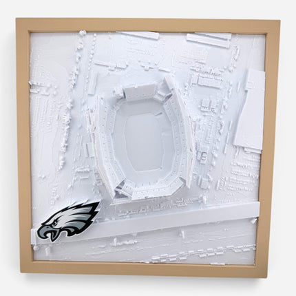 Lincoln Financial Field 3D map in matte black frame