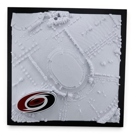 3D topographical map of PNC Arena, framed front view