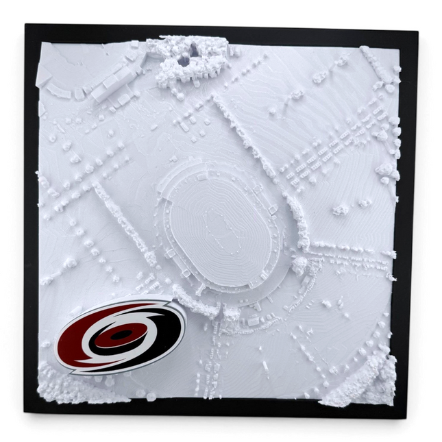 3D topographical map of PNC Arena, framed front view