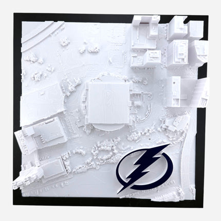 3D topographical map of Amalie Arena, framed front view