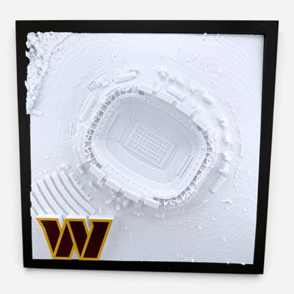 3D topographical map of Northwest Stadium, framed front view
