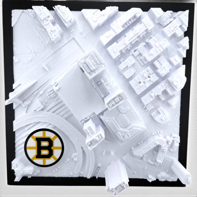 Tidal 3D Printed Boston Bruins TD Garden 3D topographical wall art in a black frame