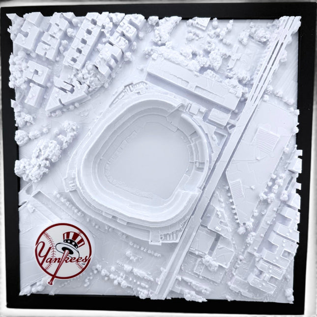 Tidal 3D Printed New York Yankees Yankee Stadium 3D topographical wall art in a black frame