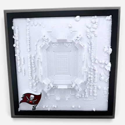 3D topographical map of Raymond James Stadium, framed front view