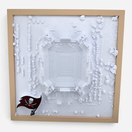 Raymond James Stadium 3D map in dark brown frame