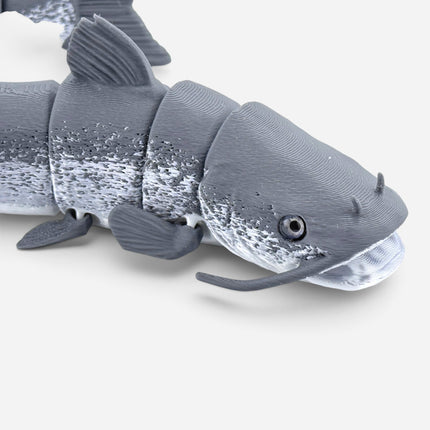Catfish figurine, articulated 3D printed with glass eyes