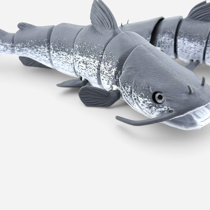 Catfish figurine, articulated 3D printed with glass eyes