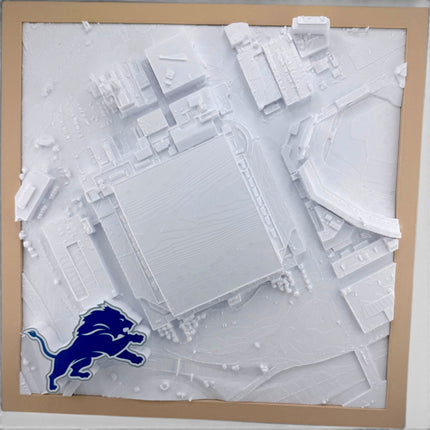 Detroit Lions Ford Field 3D Topographical Map — Personalized NFL Fan Gift Wall Art