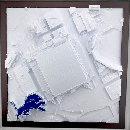 Detroit Lions Ford Field 3D Topographical Map — Personalized NFL Fan Gift Wall Art